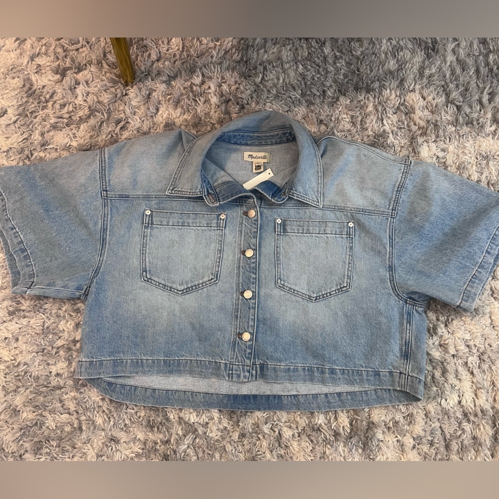 Madewell Denim crop Short-Sleeve Shirt-Jacket